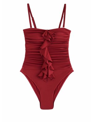 REGULAR FIT - TUMMY CONTROL FRILL BANDEAU  . - Fürdőruha - berry wine