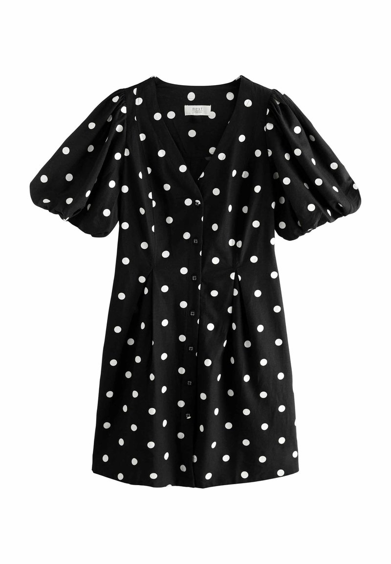 Next REGULAR FIT - V-NECK PUFF SLEEVE - Skjortklänning - black spot