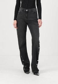 Elisabetta Franchi TROUSERS - Ravne kavbojke - black denim