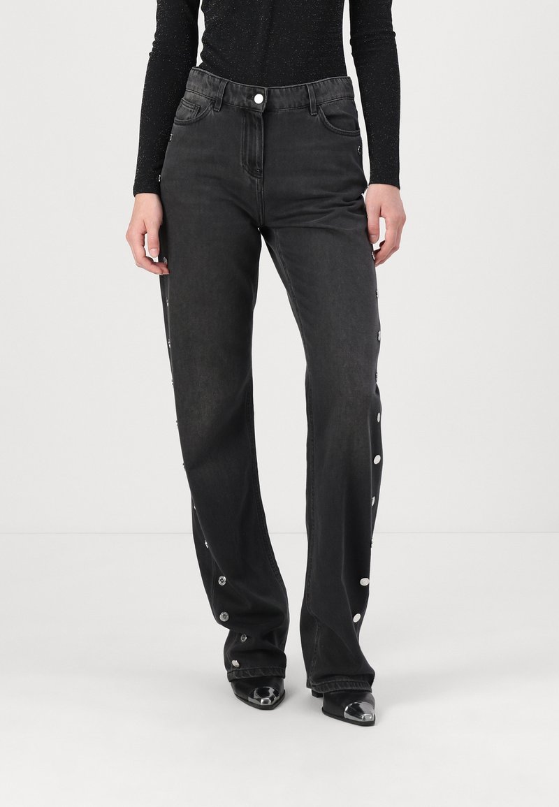 Elisabetta Franchi TROUSERS - Ravne kavbojke - black denim