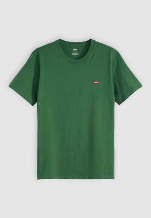 Grønn bomull t-skjorte med rund hals, korte ermer og en liten rød Levi's-logo på venstre bryst. Myk tekstur, standard passform.