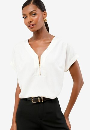 REGULAR FIT - ZIP FRONT UTILITY - Blouse - white