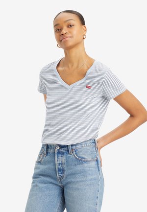 Levi's® PERFECT V NECK - T-Shirt print - penny stripe kentucky blue