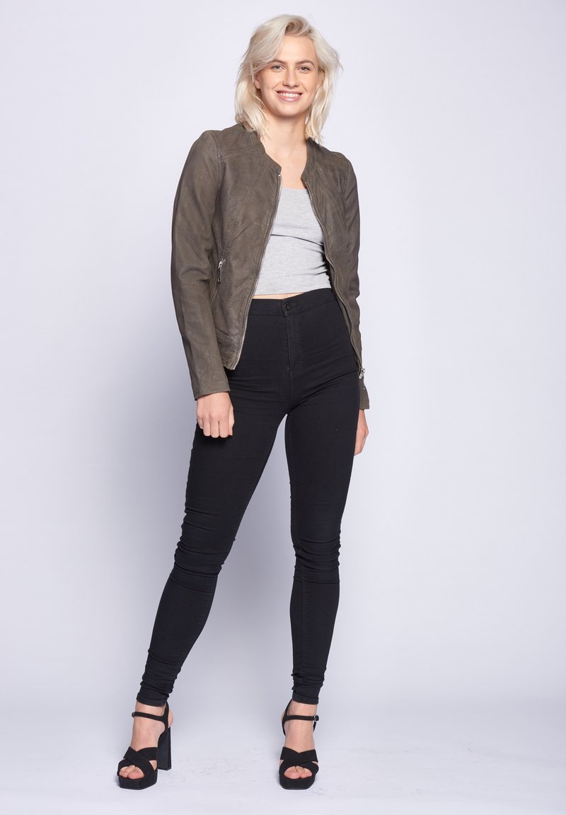 Damen Leichte Jacken | Maze Lederjacke shadow/grau - QB66359 Damen Leichte Jacken | Maze Lederjacke shadow/grau - QB66359