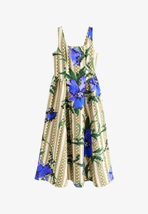 Next, REGULAR FIT CINCHED WAIST - Maxikleid - green floral stripe