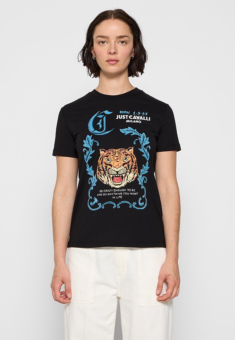 Just Cavalli T-shirt print zwart
