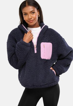 COSY BORG HALF ZIP HOODIE - Flísová bunda - navy