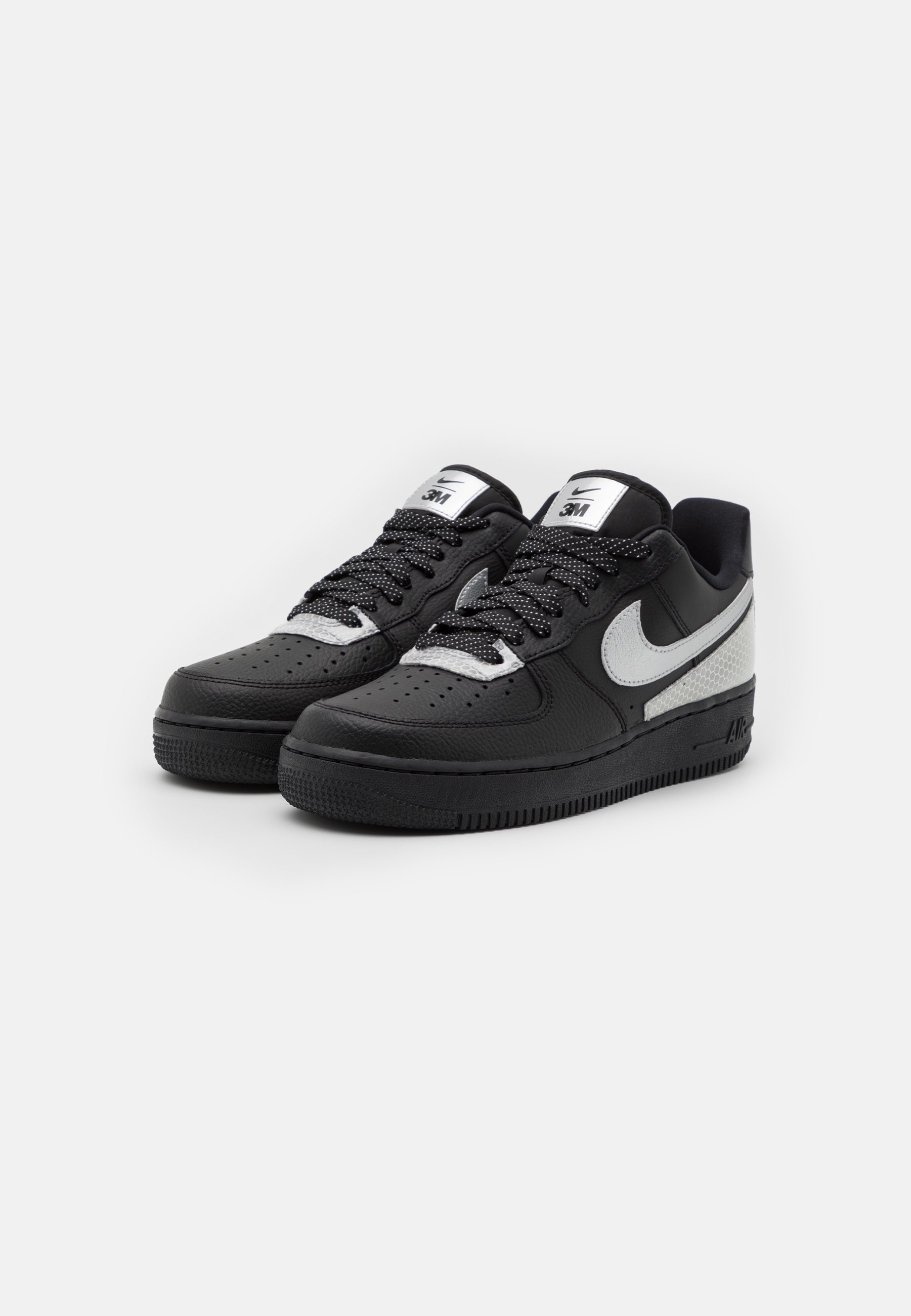 Nike Sportswear AIR FORCE 1 '07 LV8 3M UNISEX - Sneaker low -  black/metallic silver/schwarz - Zalando.de