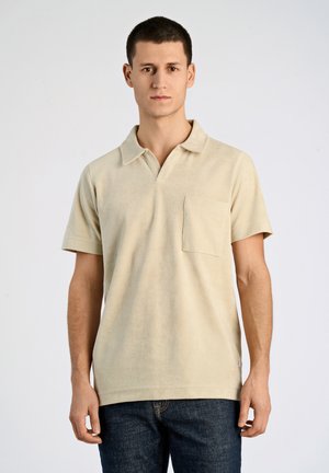 LINDBERGH TOWEL V-NECK POLO S/S - Pikeepaita - stone