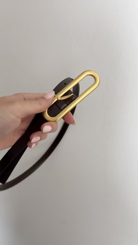 Reiss CHAYA THIN ELONGATED BUCKLE - Gürtel - chocolate