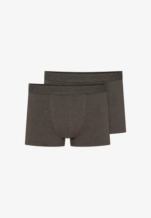 Dwie pary ciemnoszarych bokserów z miękkiej tkaniny, elastycznym paskiem w subtelnym stylu oraz dopasowanym krojem.