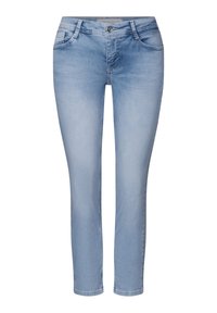 Ljusblå denimjeans med en slim fit-design, med fem fickor, bälteshällor och subtila blekningar.