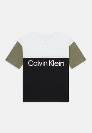 BLOCKING TEE UNISEX - T-shirt imprimé - black/dusty olive/white