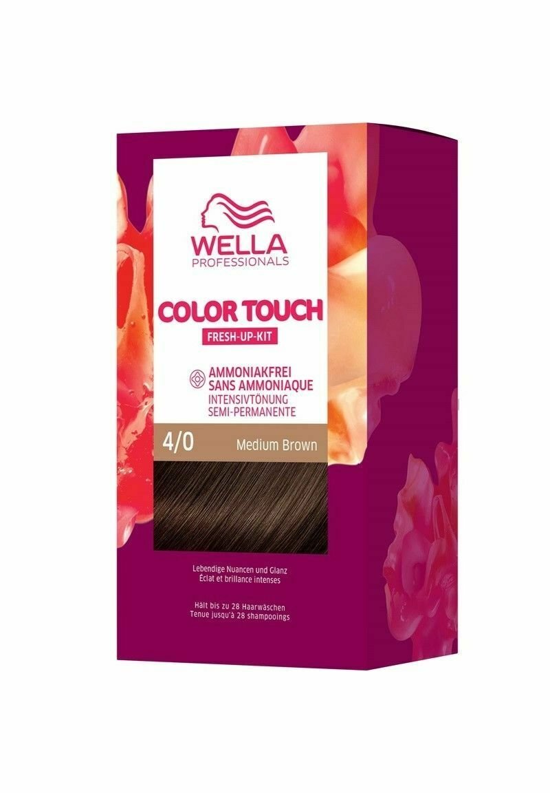 Wella - WELLA COLOR TOUCH PURE NATURALS 4/0 MEDIUM BROWN - Hårfärg - brown, Förstora