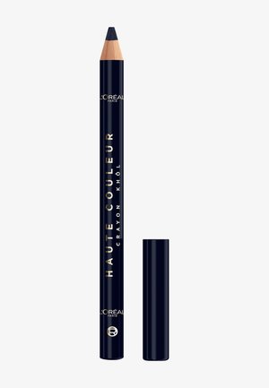 Marineblauer Eyeliner-Stift mit Holzspitze und glattem Finish. Verfügt über goldenen Text, eine verschlossene Endkappe und eine zugespitzte Stiftform für präzises Auftragen.