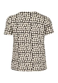 Kortärmad t-shirt i mjukt tyg, med en bild från baksidan som visar ett abstrakt mönster i svart och grädde, rundad halsringning och avslappnad passform.