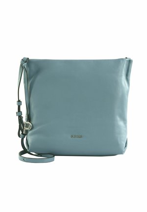 Sac bandoulière en cuir bleu avec sangle réglable et logo argenté "PICARD" au centre avant.