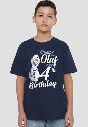 Disney FROZEN CHILLIN LIKE OLAF 4TH BIRTHDAY - Print T-shirt - dark blue