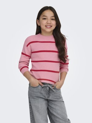 ONLY GIRLS KOGFRANCA SHORT STRIPE - Πουλόβερ - sea pink/salsa