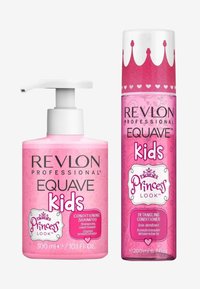 Revlon Equave Kids sjampo og balsam i rosa flasker med pumpe- og spraytopper, med lekne design og "Princess Look" merkevare.