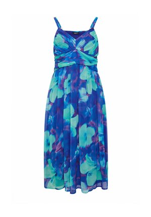 Yours Clothing, PLUS SIZE FLORAL DRESSES - Hverdagskjole - neon blue