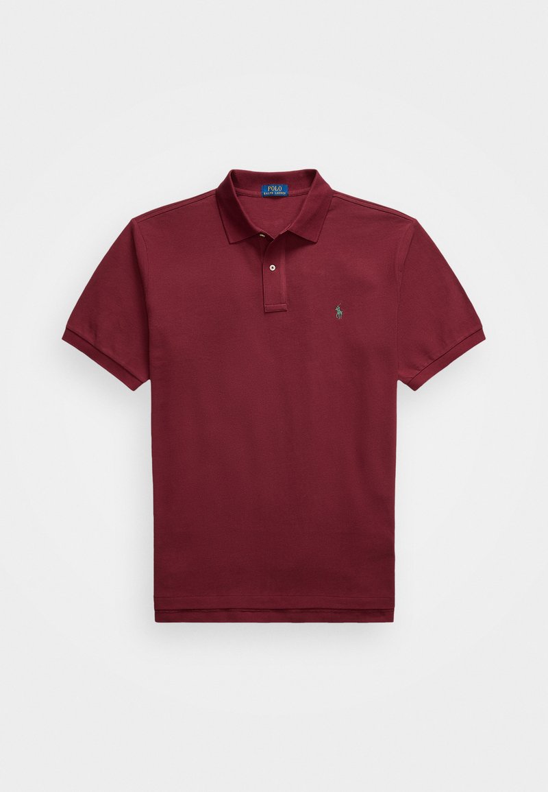Bordeaux polo shirt lavet af bomuld med klassisk krave, to-knaps placket, korte ærmer og et lille grønt logo på brystet.