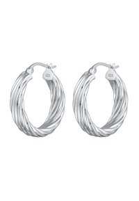 Boucles d'oreilles en argent avec un design torsadé, fabriquées en argent sterling 925 ; surface lisse et brillante avec un mécanisme de fermeture sécurisé.