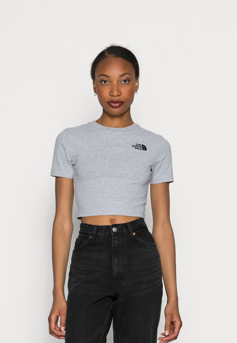 The North Face W ESSENTIAL CROPPED SLIM SHORT SLEEVE TEE - T-shirt estampada - light grey heather