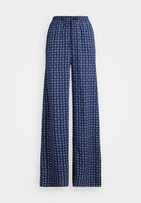 Geo Print Crepe Wide Leg Pant - Pantalones - blue/white