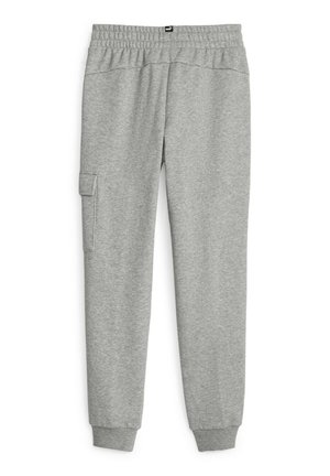 Grå sweatpants lavet af bomuldsblandingsstof, med elastisk talje, tætsiddende pasform og sidelomme med klap.