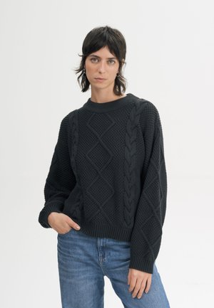 MELA, DAMEN ZOPFMUSTER STRICKPULLOVER SAMAIRA - Jumper - schwarz