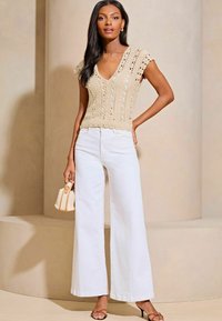 Lipsy SHORT SLEEVE  - Triko s potiskem - beige