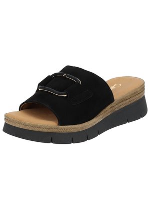 Slip-on sandaler - schwarz uni gold