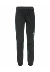 Černé sportovní kalhoty s elastickým pasem a zúženými kotníky. Hladká, lehká tkanina má minimální branding na spodní části nohy.