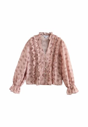 Next, REGULAR FIT - RUFFLE DETAIL LONG SLEEVE BLOUSE - Button-down blouse - pink floral print