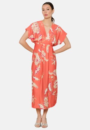 PRINTED FLOWING MIDI  - Day dress - orange bright