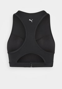 Fekete sportmelltartó racerback kialakítással, rugalmas anyagból készült. Kis fehér logóval és letisztult, minimalista megjelenéssel rendelkezik.