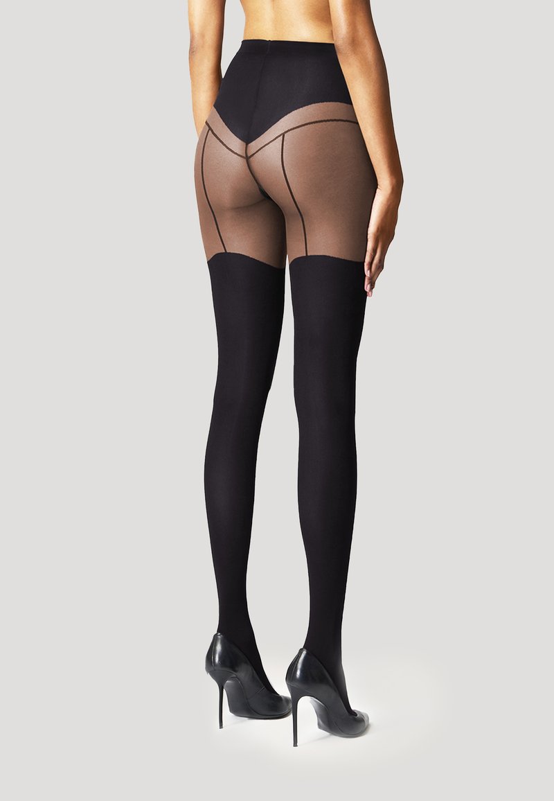 Collant Wolford DOWNTOWN Porte-jarretelles - Taille M (42-44) - Noir - Années 80 - Neuf Avec étiquettes