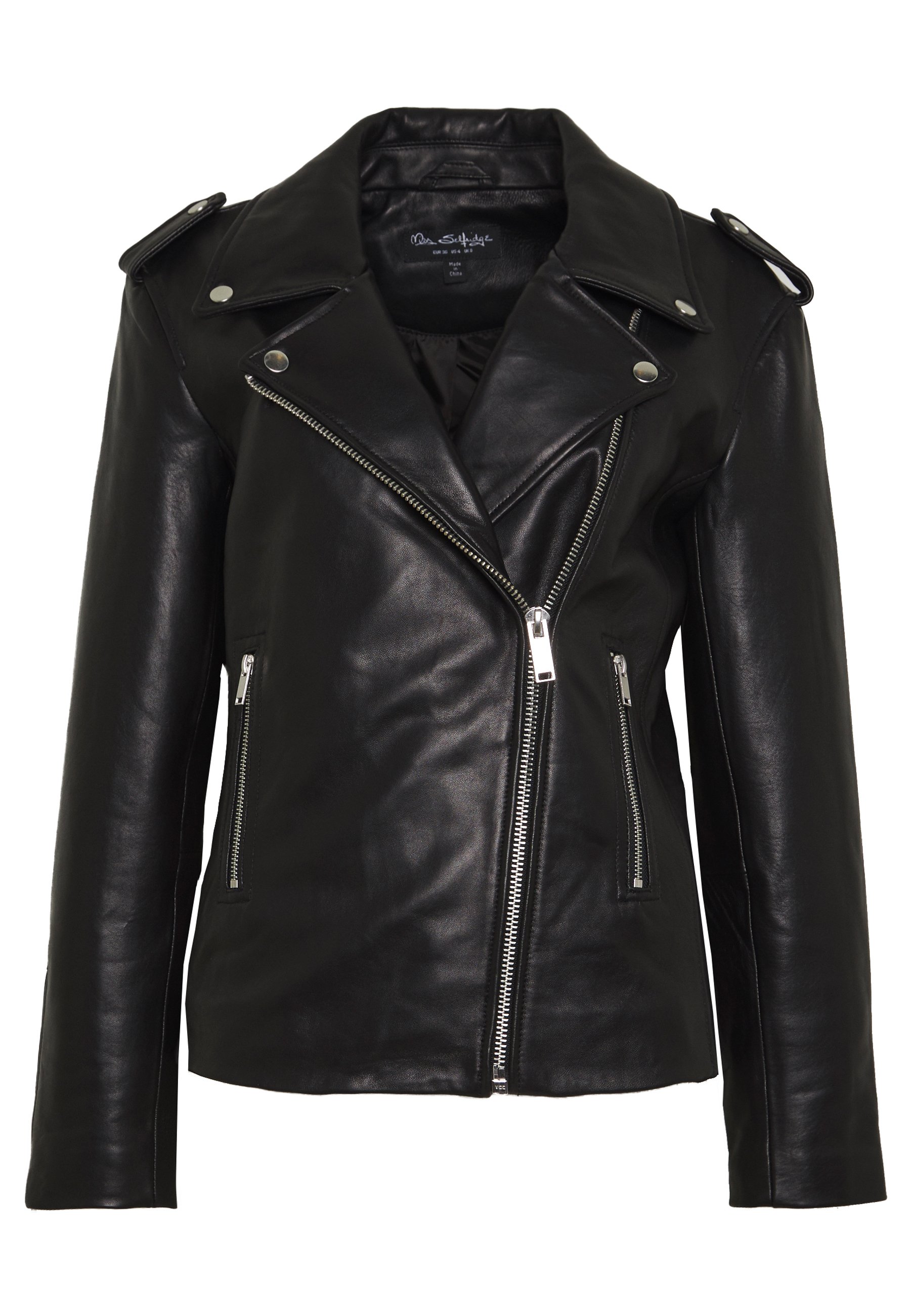 Miss Selfridge OVERSIZED BIKER Skinnjakke blacksvart Miss Selfridge BIKER Imitert skinnjakke black Zalando.no