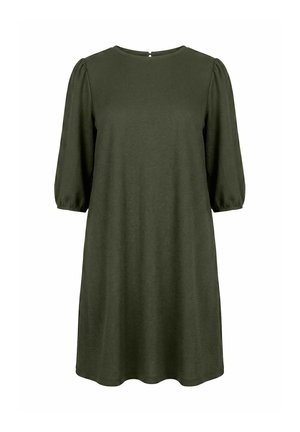Studio Untold, KLEID, A-LINIE, FEINE STRUKTUR, 3/4-BALLONÄRMEL - Freizeitkleid - dark olive