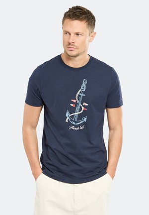 SÉRIGRAPHIÉ - LÉGER - T-shirt imprimé - ancre&drapeaux marine deep