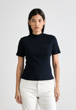 Tommy Hilfiger SLIM CODY CROP MOCK - T-shirt basic - desert sky