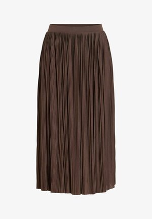VILA, MIDIROCK VIPLIS PLISSIERTER - Fustă în formă de A - chocolate brown