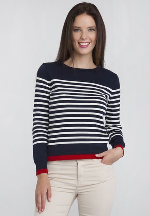 Jersey de punto - navy-ecru-red