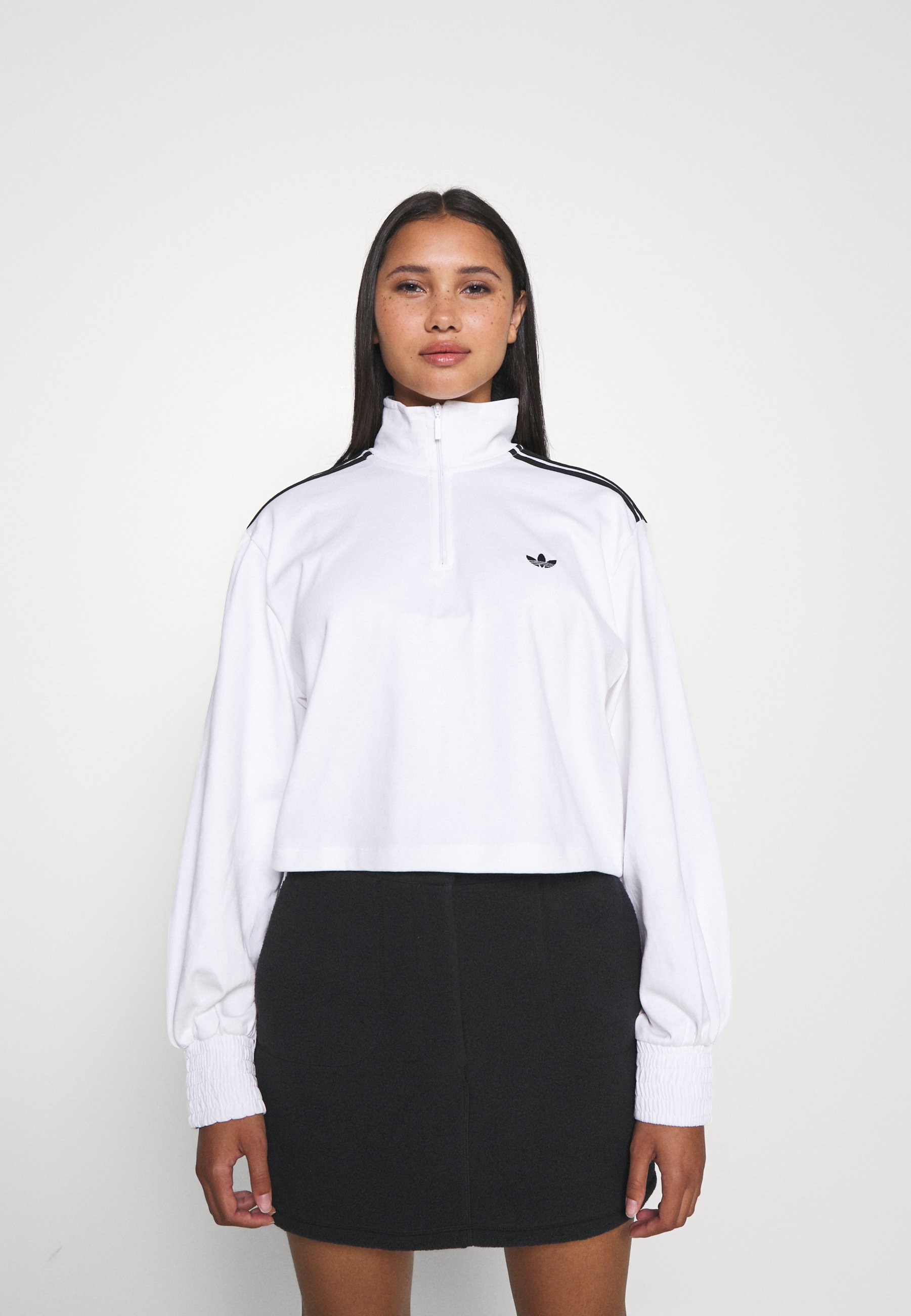 cropped half zip sweatshirt