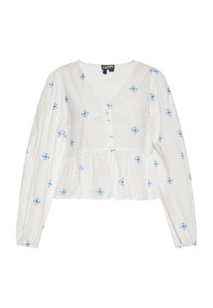 DreiMaster, Blouse - wollweiss blau