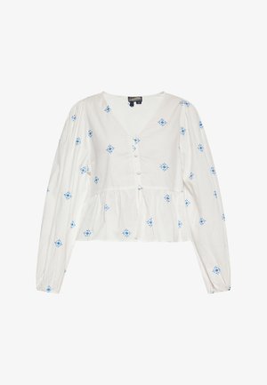 DreiMaster, Blouse - wollweiss blau
