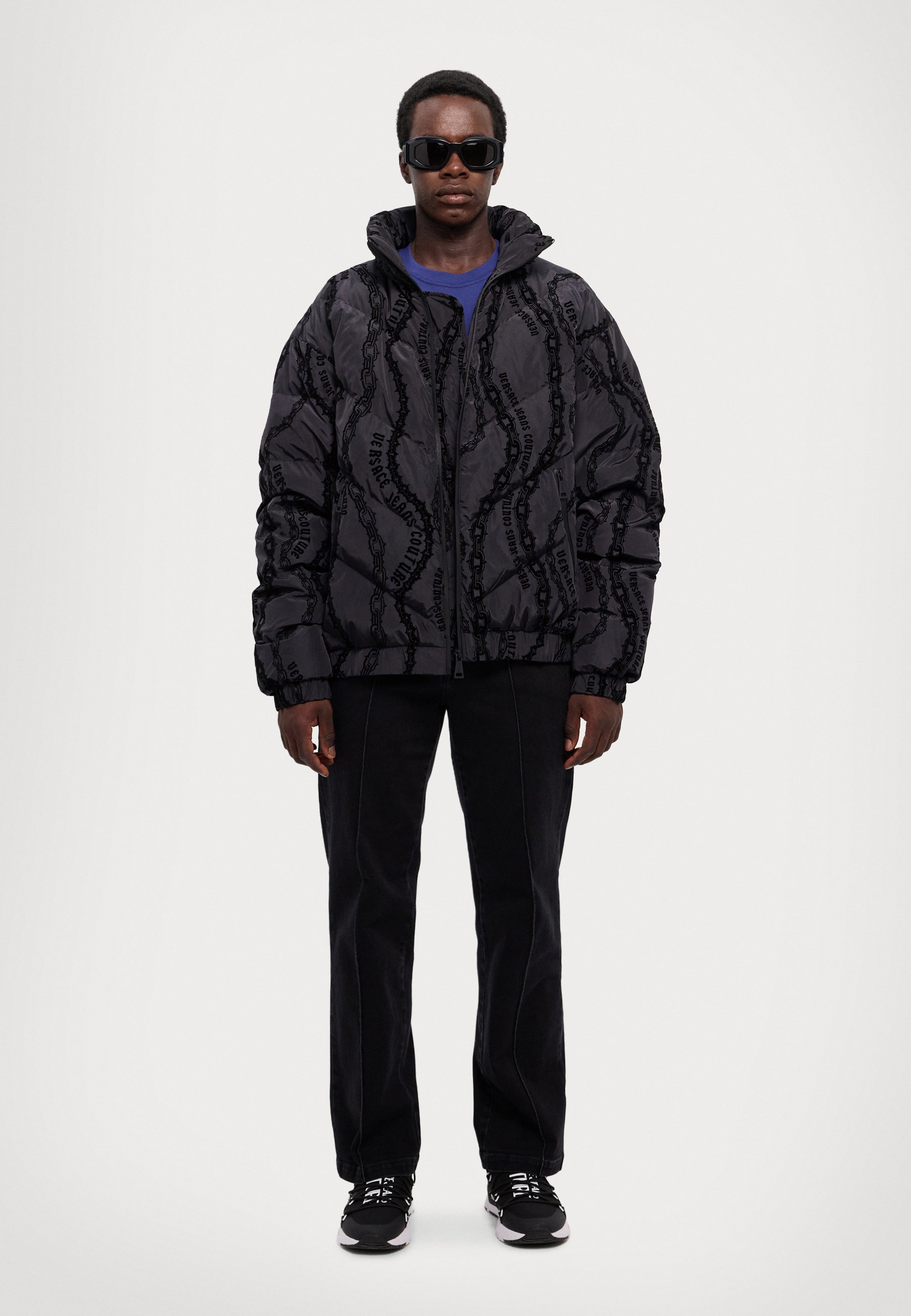 Versace Jeans Couture CHAINS FLOCK - Geacă bomber - black/negru