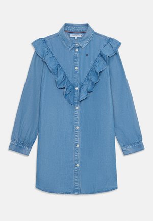 RUFFLE SHIRT DRESS - Denimkjoler - denim