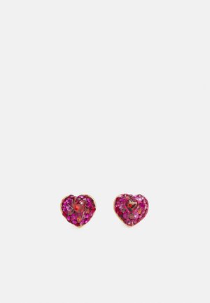 HEART CLAY PAVE STUDS - Korvakorut - pink